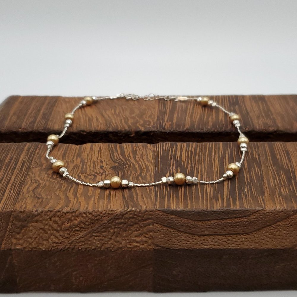 10 Inch 925 Sterling Silver Faux Pearl Chain Ankle Bracelet